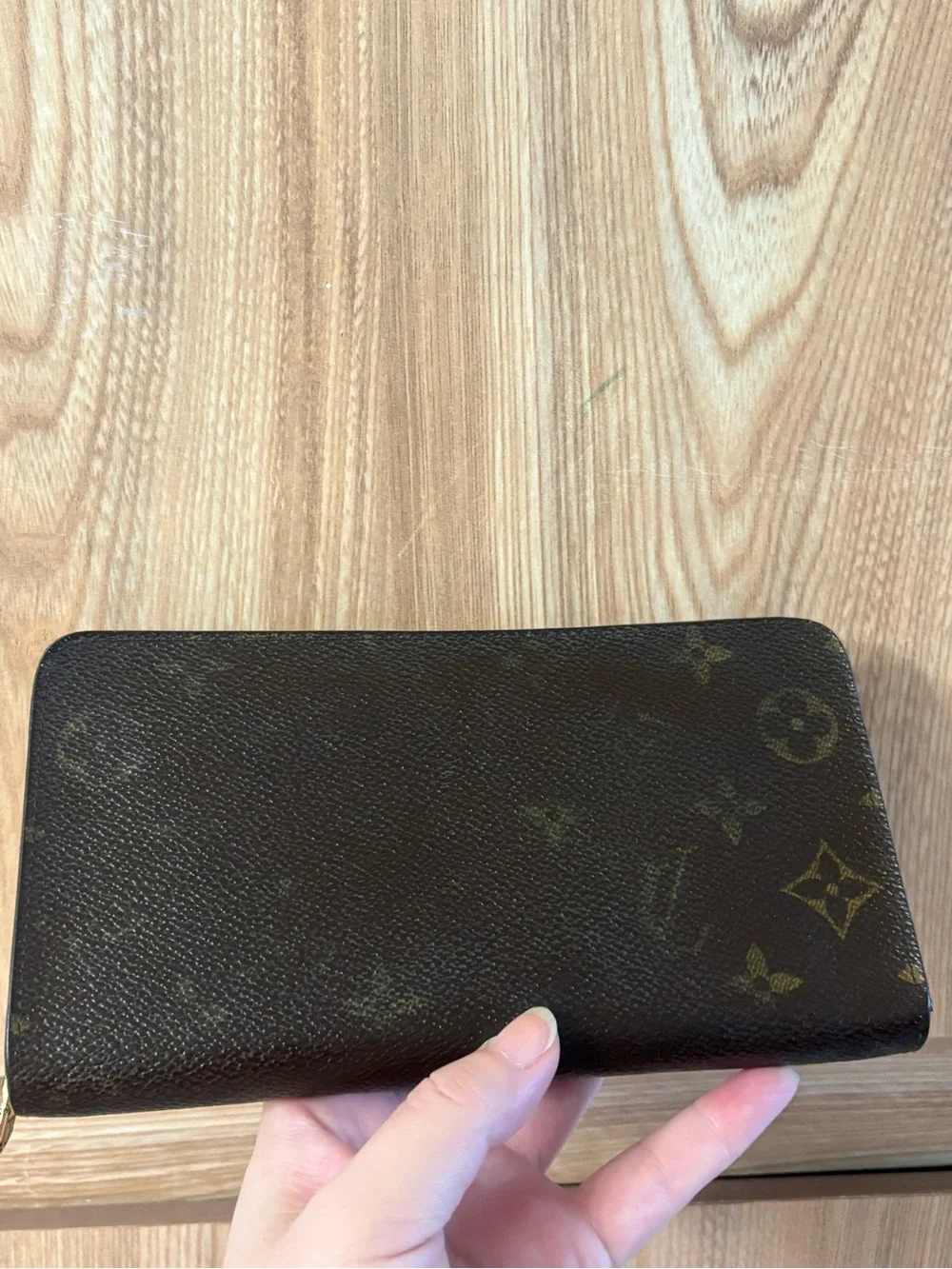 Auth LOUIS VUITTON monogram zipper wallet